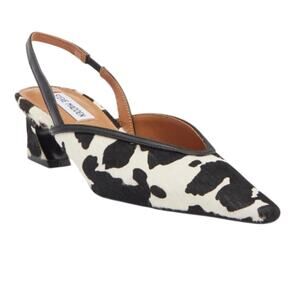 NEW Steve Madden Haleigh slingback pump in black/white calf hair size 10